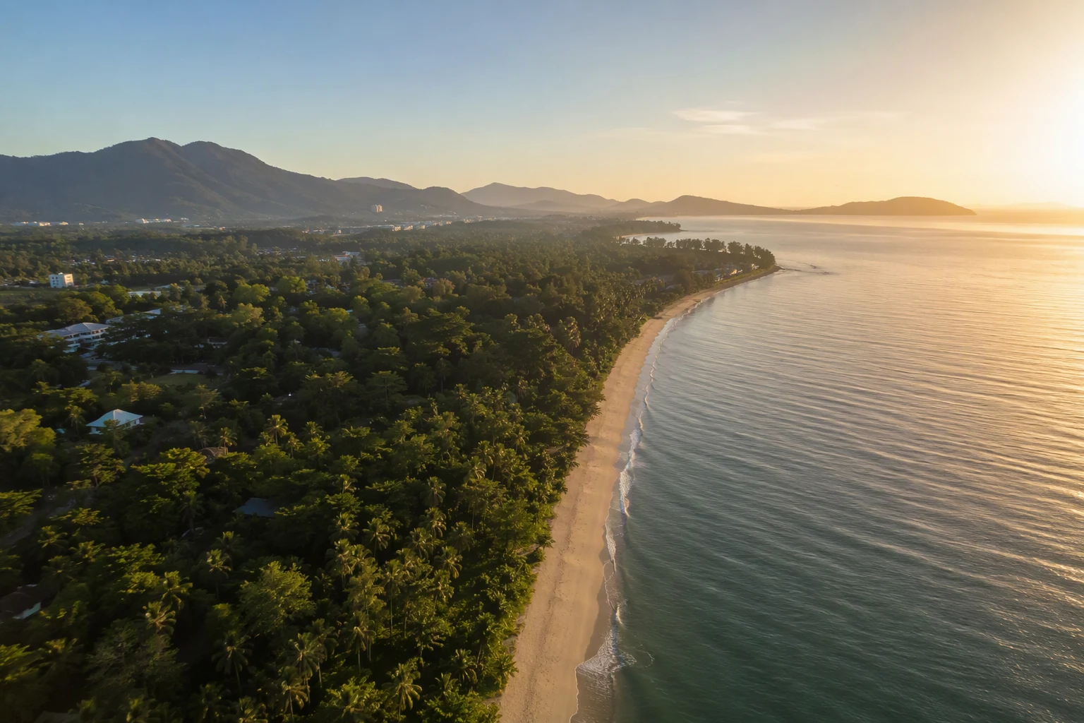 northern and western Phuket coastal landscape at first light