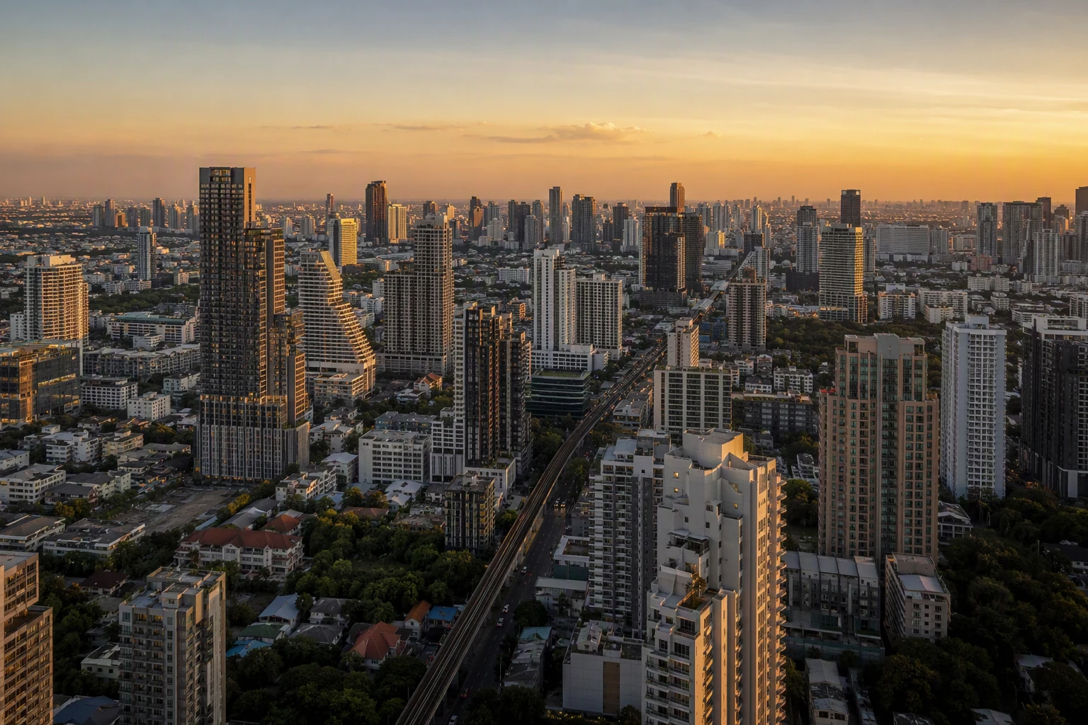 Bangkok condominium skyline at dusk